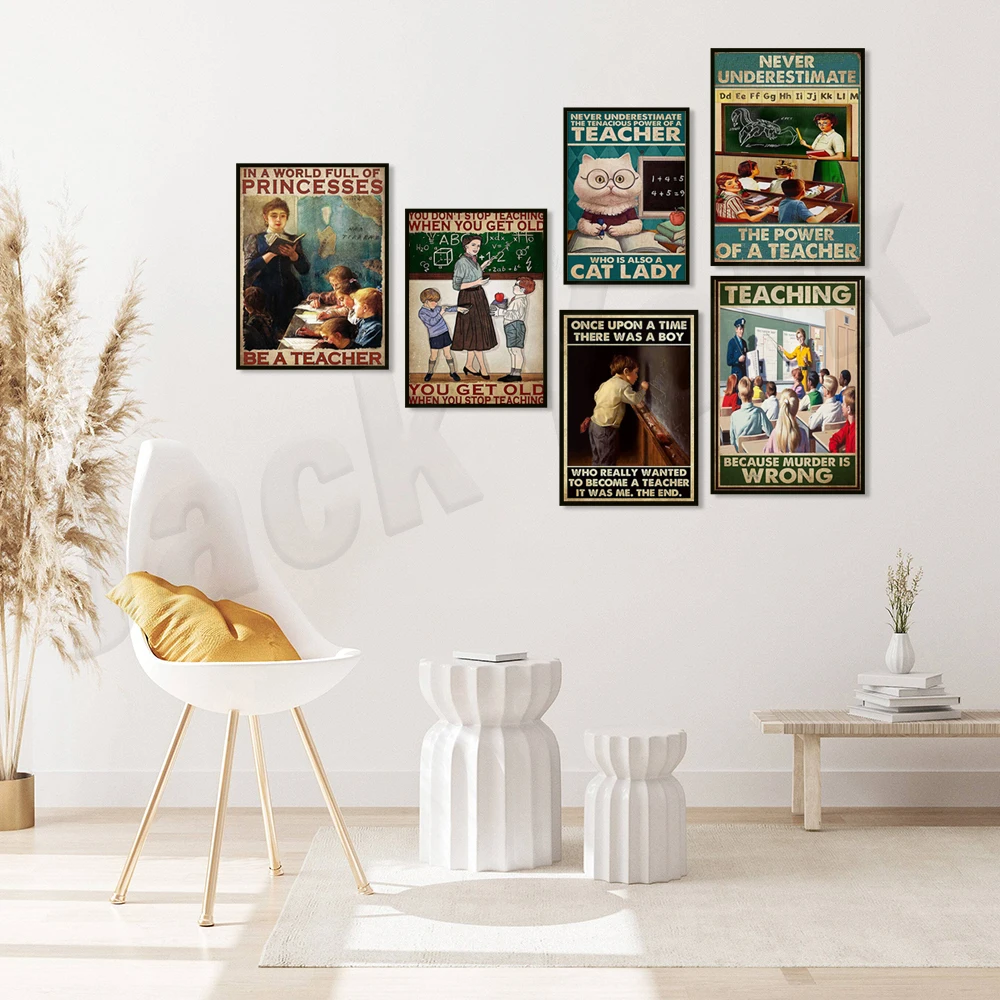 فتاة صغيرة معلم الفن، كان هناك فتاة كنت أراد حقًا أن تكون معلمًا للرياضيات، ملصق معلم عتيق، هدية شكرًا لك