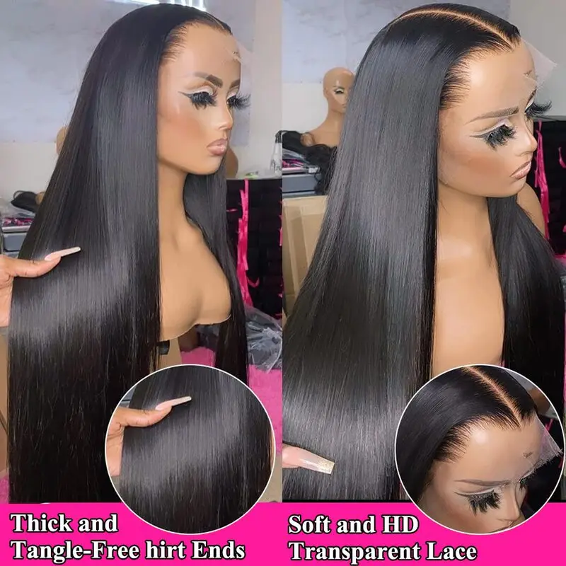 13x4 Bone Straight Lace Front Human Hair Wigs For Natural Black Women Brazlian Virgin Human Hair Wig Pre Plucked With Baby Hair