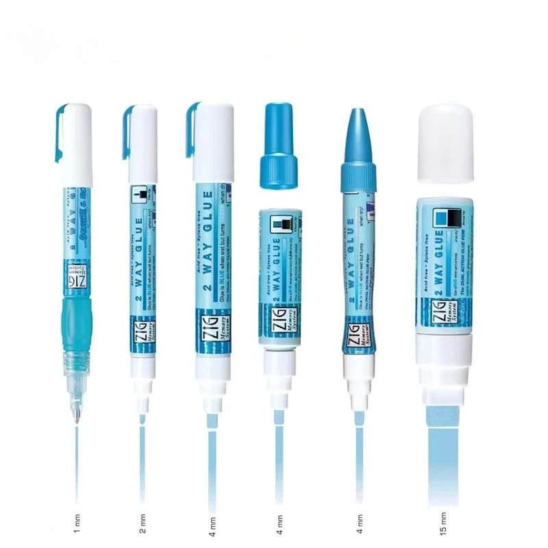 

2 Way Glue Pen(1mm/2mm/4mm/15mm) , Adhesive for Professional,Artists, Crafting, Scrapbooking, Gift Card