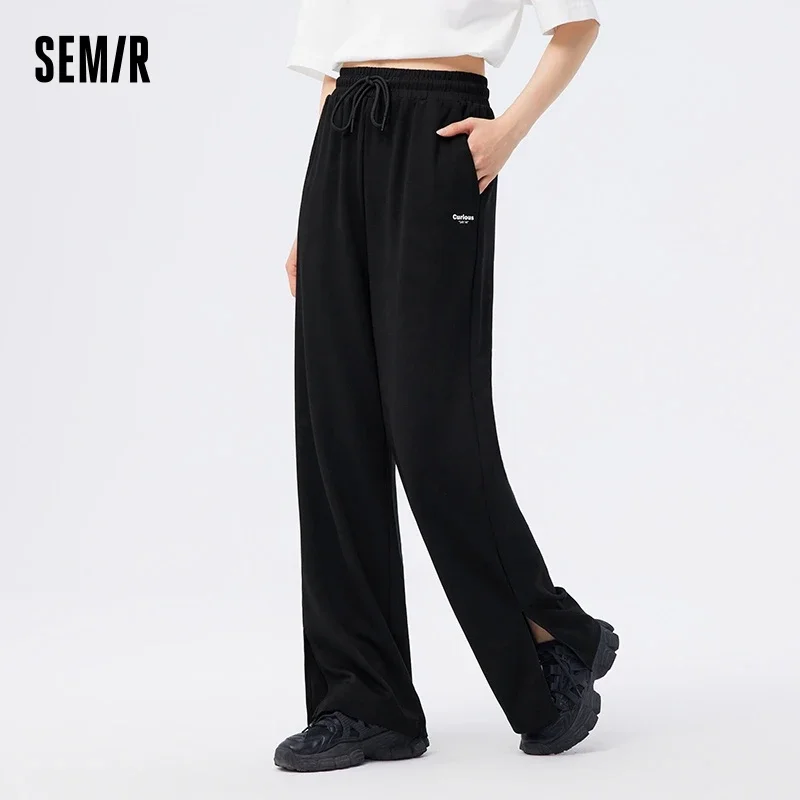 Semir Casual Trousers Women Open Drape Trousers Lazy Wind Fashion Summer Cover Meat Thin Letters Wide-Legged Trousers Versatile