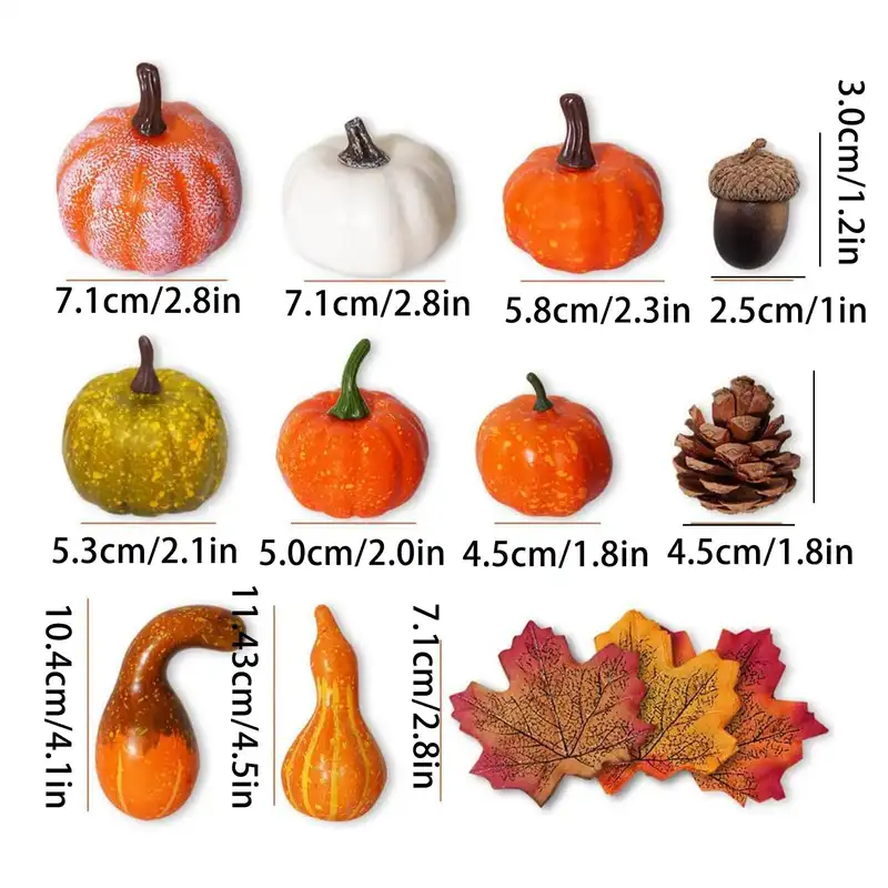 Mini Artificial Pumpkin Pine Cones Simulation Maple Leaves Halloween Pumpkin Thanksgiving Autumn Wedding Photo Props Decorations - Image 6