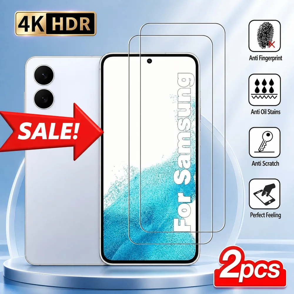 2PCS Tempered Glass For Samsung Galaxy A15 A16 A17 A25 A26 A27 Screen Protector For Samsung Galaxy A33 5G A35 A36 A37 A52 HD