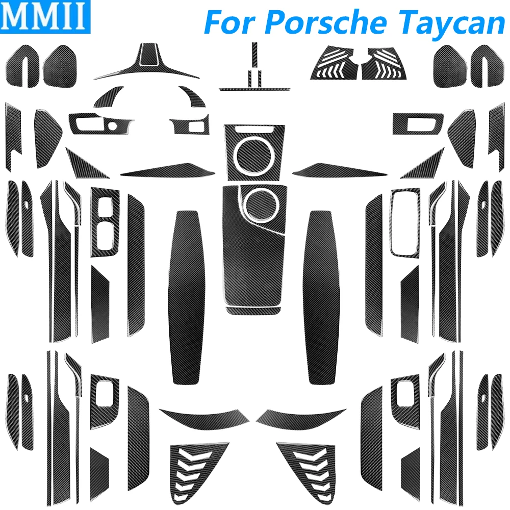 

Черная защитная наклейка из настоящего карбона для интерьера автомобиля Porsche Taycan 2019-2026, аксессуары для автостайлинга