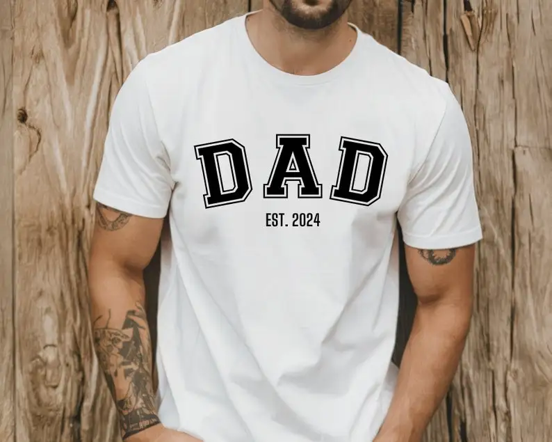 Dad cotton t Shirt for Hospital, Est 2024 Shirt For New Dadö To Be Gift Idea, Fathers Day Shirt for Gift