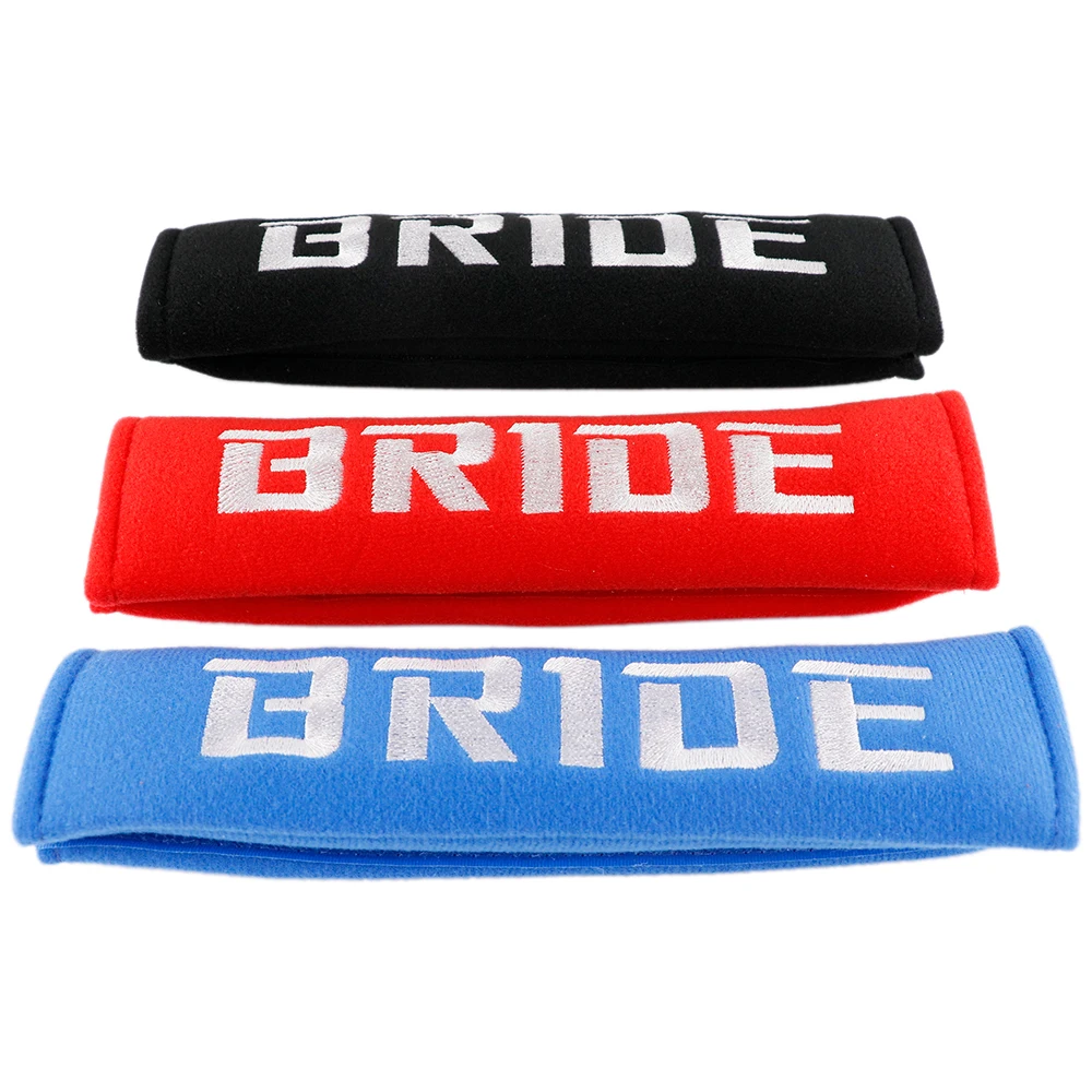 2pcs jdm Style BRIDE Embroidery Logo Cotton Seat Belt Cover Soft Harness Pads seatbelt Shoulder Pad