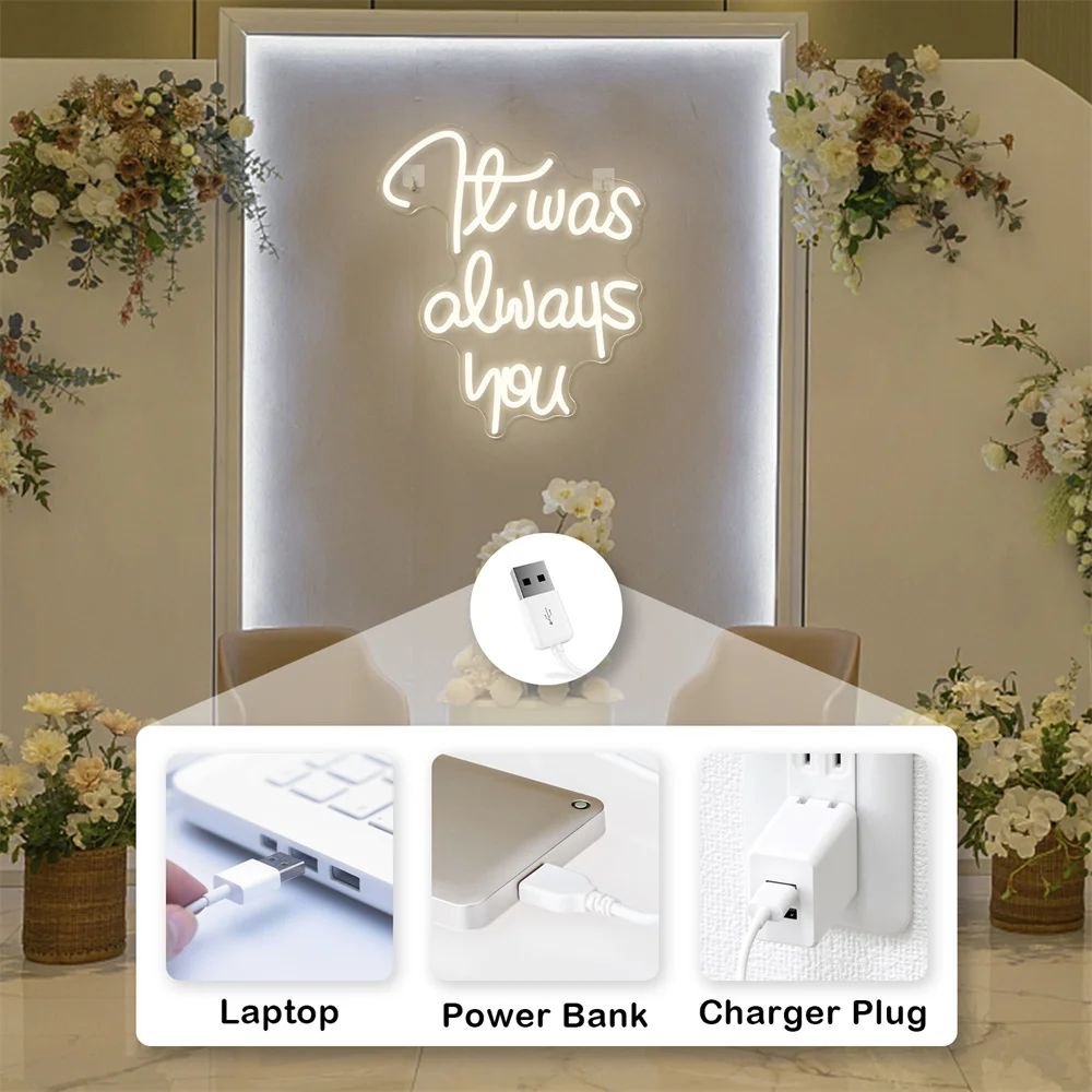 Es war immer Sie Leucht reklame ästhetische LED-Brief Lichter Hochzeit Hochzeit Geburtstag Party Raum dekoration dimmbare USB-Wand lampe