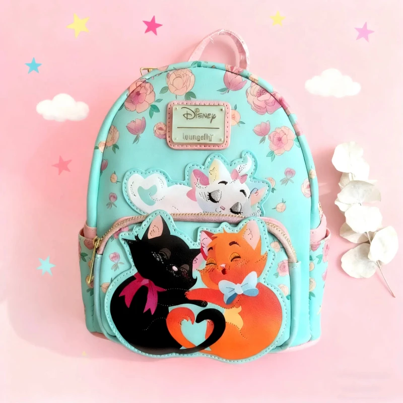 

Мини-рюкзак Disney с милым котом и цветочным принтом, маленький рюкзак Kawaii для женщин и девочек, модная повседневная сумка