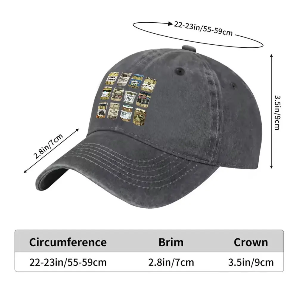 Vintage Pickled Jar Pattern Washed Baseball Cap Unisex Casual Outdoor Street Style Hat