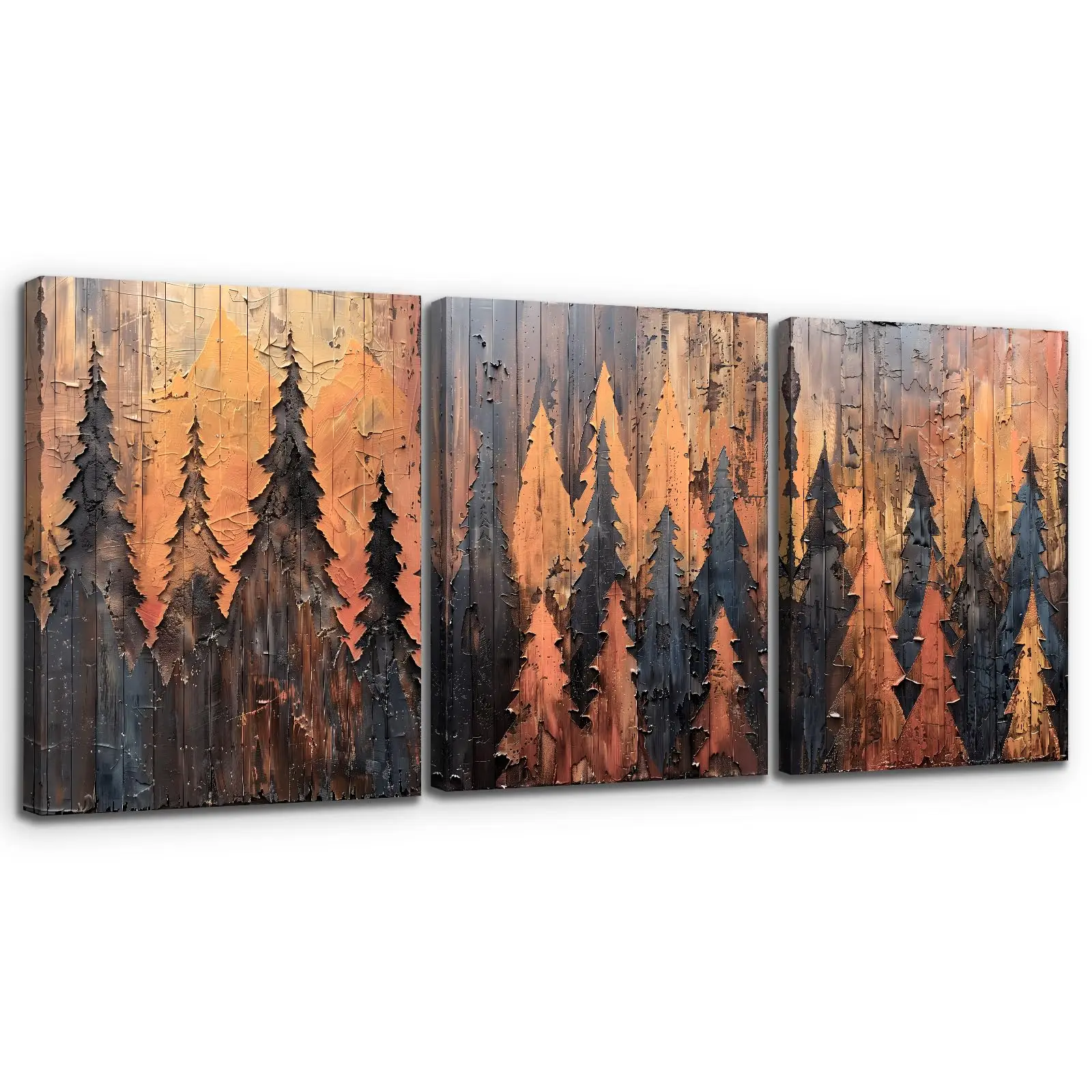 Schilderset 3-delig 40x58 cm Woonkamerdecoratie Abstract Gouden Bos Wandkunst Triptiek Canvas Kunst Glamour Kunst Moderne Kunst Slaapkamer Huisdecoratie Grote Wandkunst