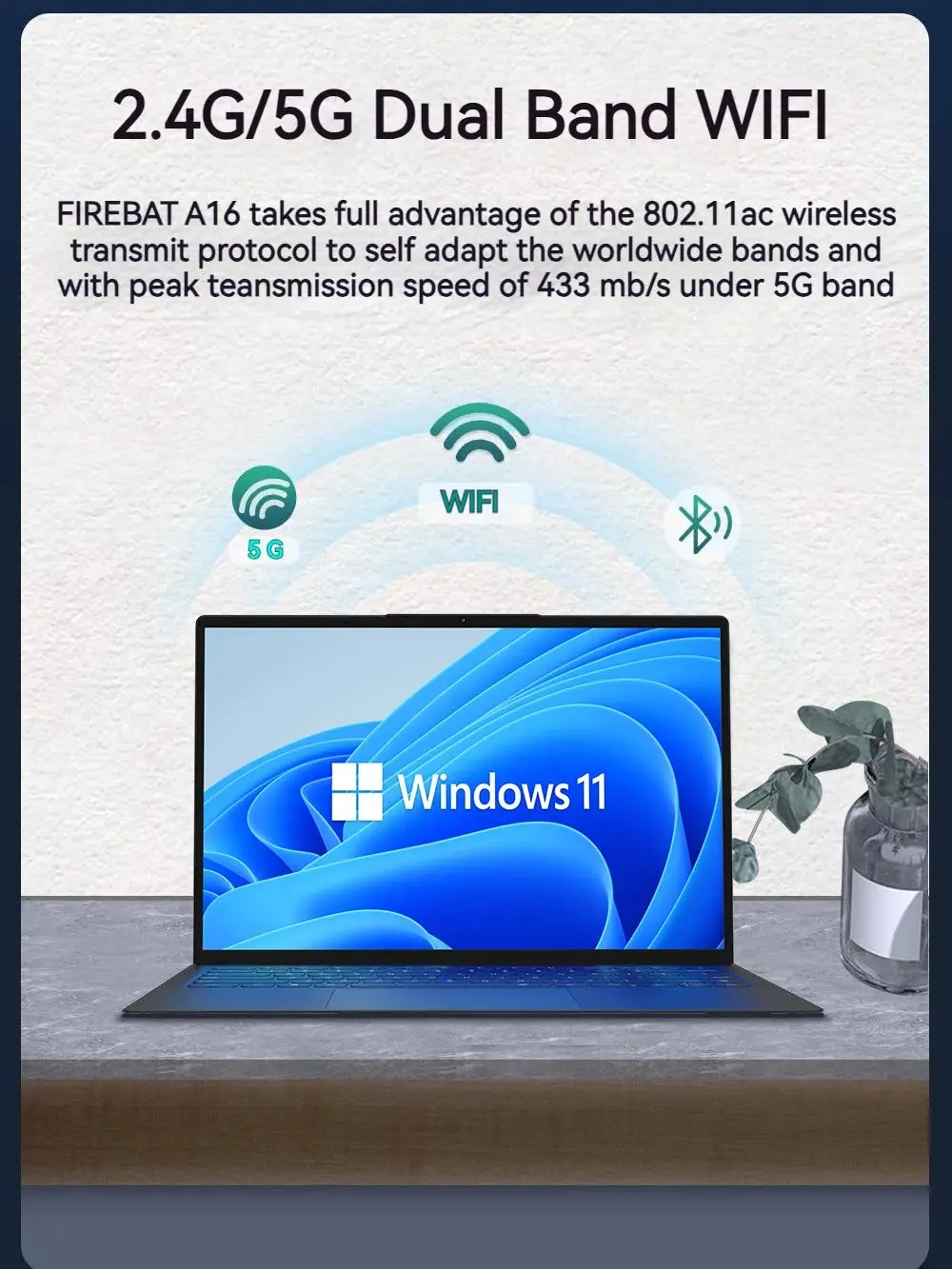 FIREBAT A16, Новое поступление, 16-дюймовый 100% sRGB, ультратонкий DDR4, 16 ГБ ОЗУ, 1 ТБ, 1920*1200, портативный портативный ноутбук Intel N100 с отпечатками пальцев