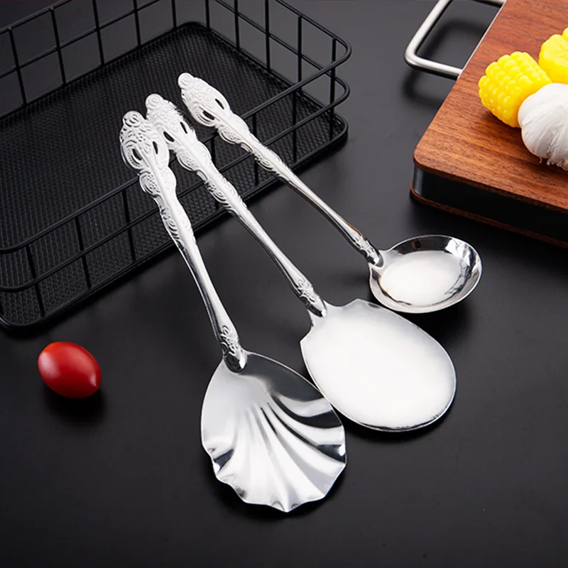 

1pcs Stainless Steel Kitchen Serving Spoon Soup Spoon Tableware Household Thickened Durable Meal Scooping Soup Special Cutlery