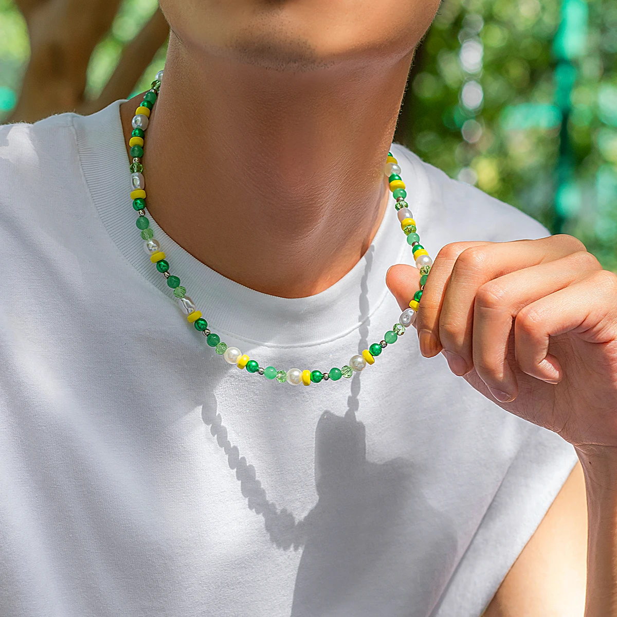 Salirco Bohemian Imitation Pearl Choker Necklace Fashion Colorful Acrylic Beaded Short Necklace Women\'s Trend Y2K Beach Jewelry