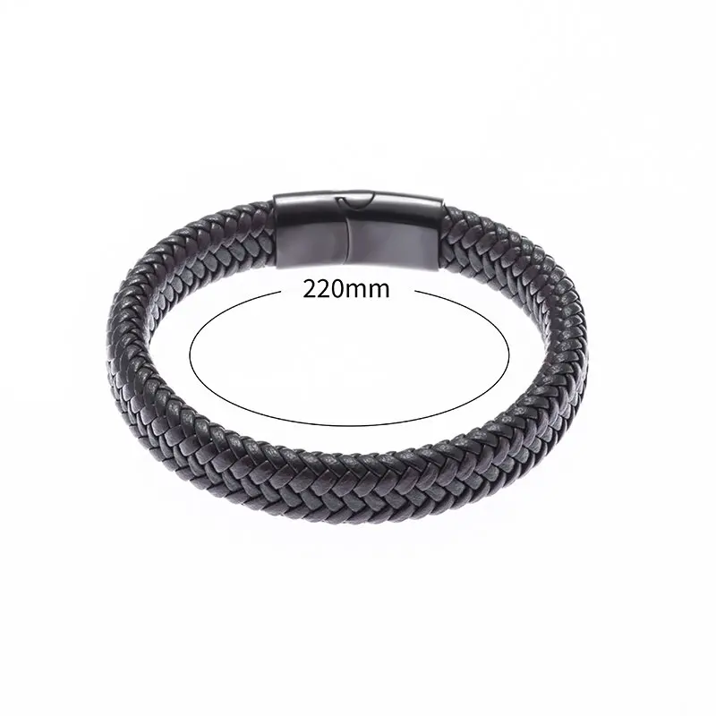 Bracelet à structure magnétique en cuir tissé à la main pour hommes, décorations de fête décontractées d'affaires, accessoires de cadeaux, tendance de la mode, vente en gros