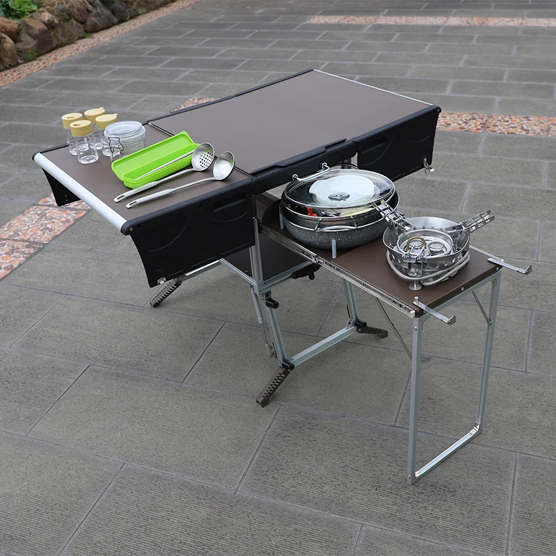 

Aluminum Outdoor Camping Table Foldable RV Camper Motorhome Kitchen Accessory C550 Mobile Kitchen for RV Camping