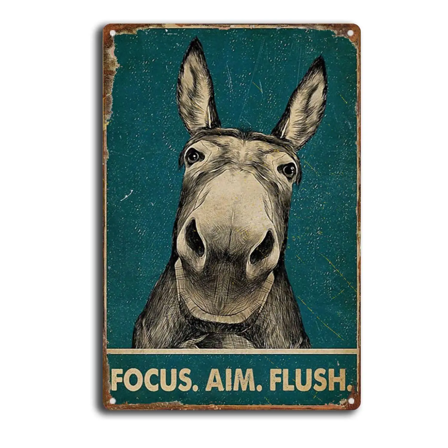 SKIYGTH Tin Sign Donkey Aim Flush Bathroom Restroom Wall Metal Tin Sign Man Cave Bar Decoration 8x12inch