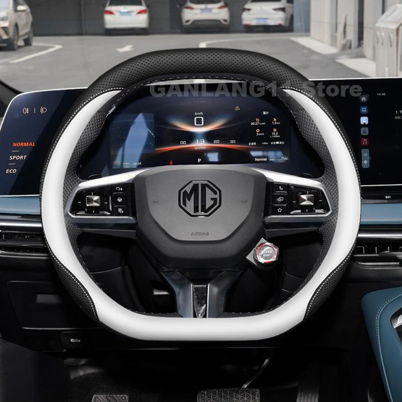 

Leather Car Steering Wheel Cover For NEW MG7 MG 4 EV 2024 2025 2026 Breathable Non-slip Auto Steering Wheel MG 7 Accessories