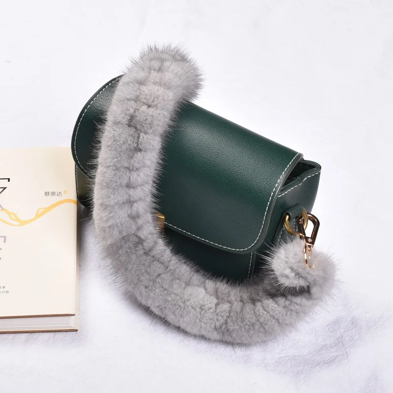 Besfilin Genuine Mink Fur Metal Bag Chain, Handle Strap, Shoulder Strap Replacement, Multi Purpose, Luxury, Versatile Fashion