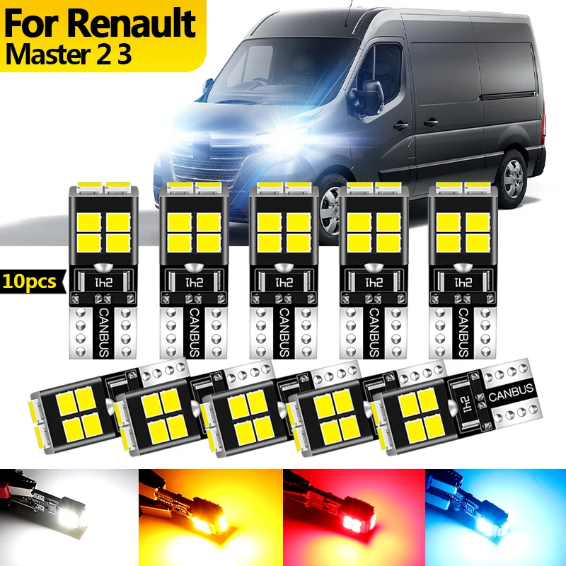 10PCS 12v For Renault Master 2 3 Car External Clearance Lights Parking Bulb Lamp W5W T10 194 Canbus car accessories