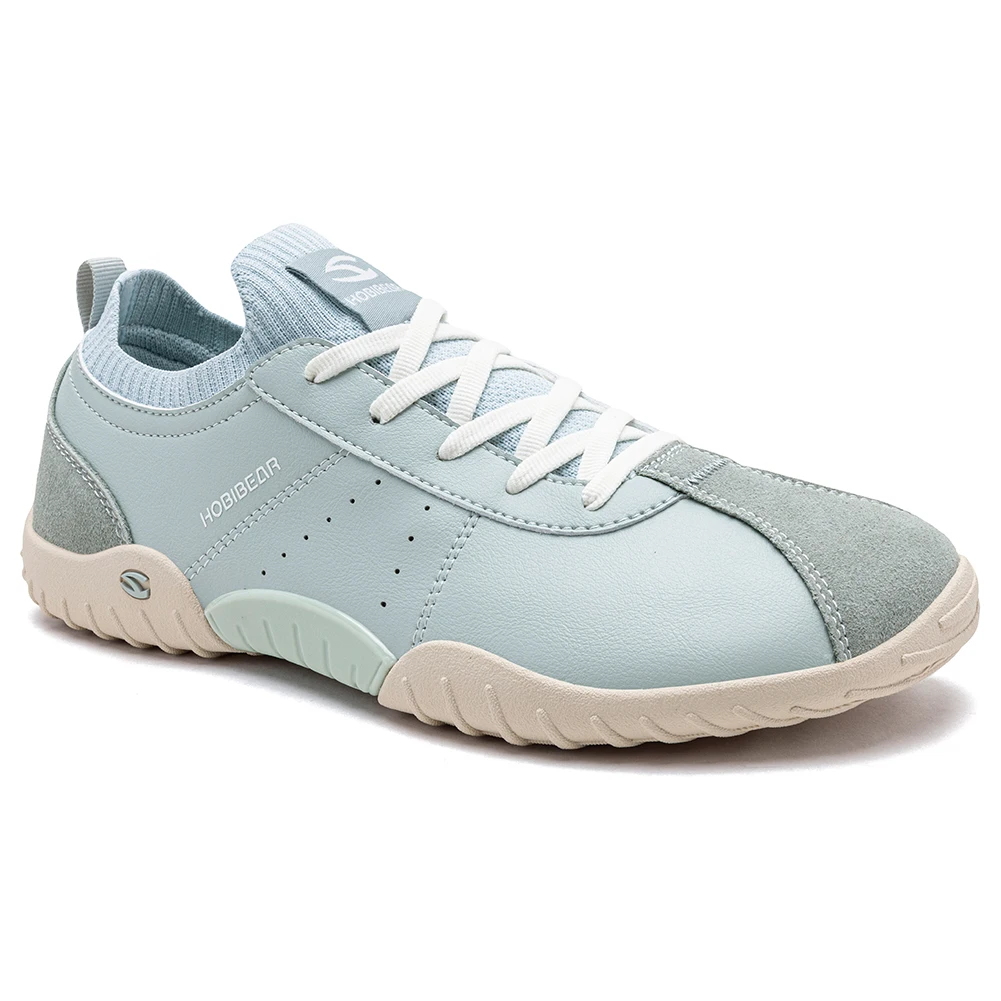 HOBIBEAR Sneaker mit breiter Zehenbox für Herren und Damen, minimalistische Wanderschuhe aus Kunstleder, leichte Schnür-Freizeitsneaker – Detail 1