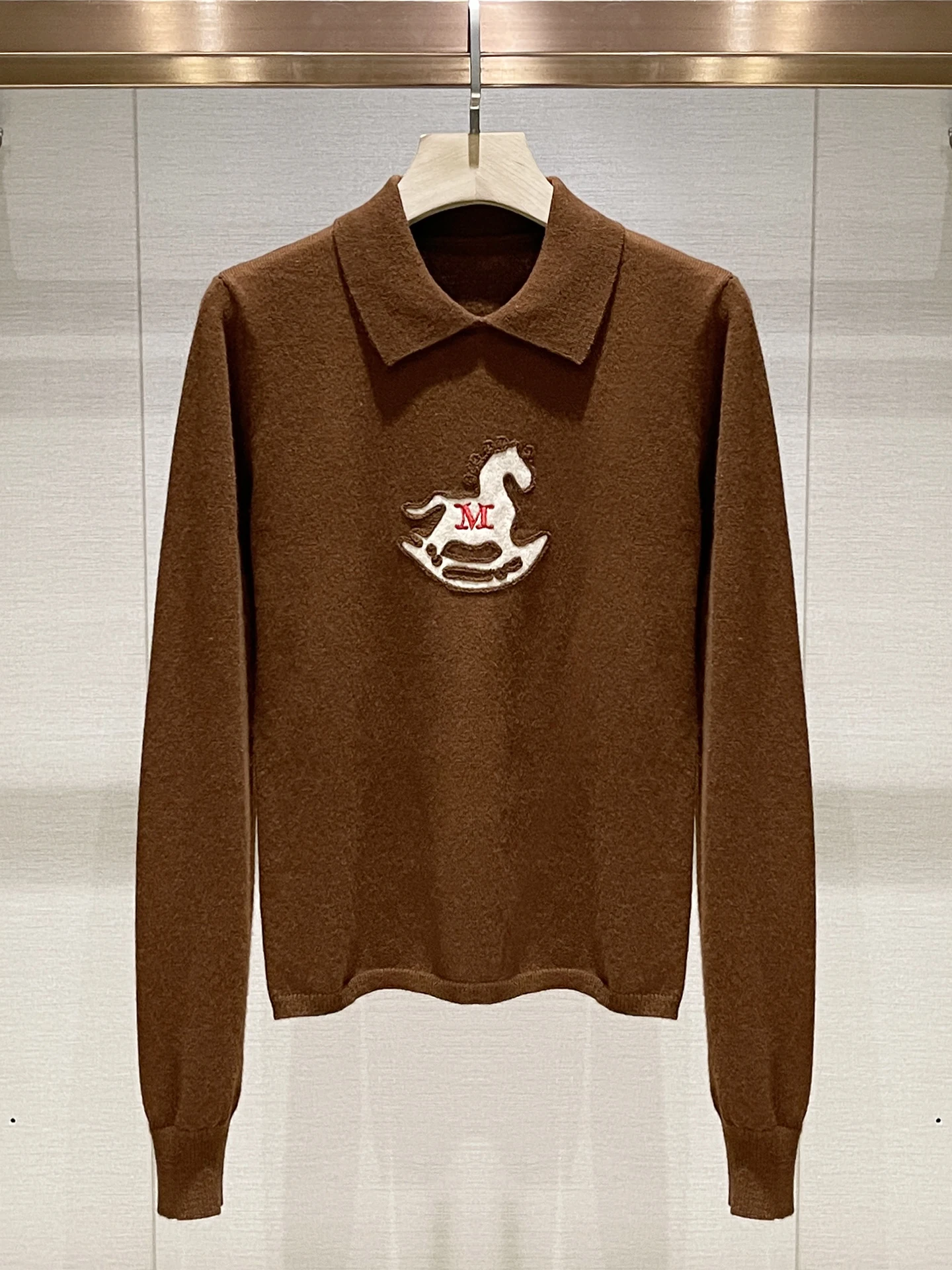 

mat Knitted Long Sve Casual irt with Embroidery Turn-down Collar Spring Summer New Sle for Women Breathable Ski...