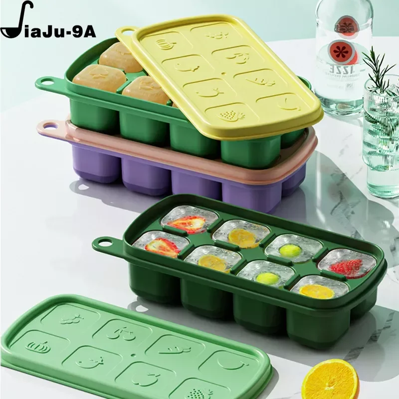 Food Grade Silicone Ice Grid Kitchen Gadge Ice Case Tray Maker Mould Ice Storage Box Quick Freezing Reusable Creative DIY Mold