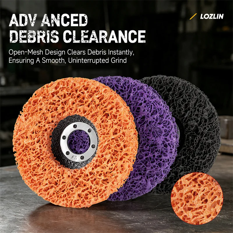 LOZLIN Coral Disc Poly Strip Disc 115mm 4.5 Inch Abrasive Wheel for Angle Grinder Paint Rust Removal Cleaning Oxidation Welds