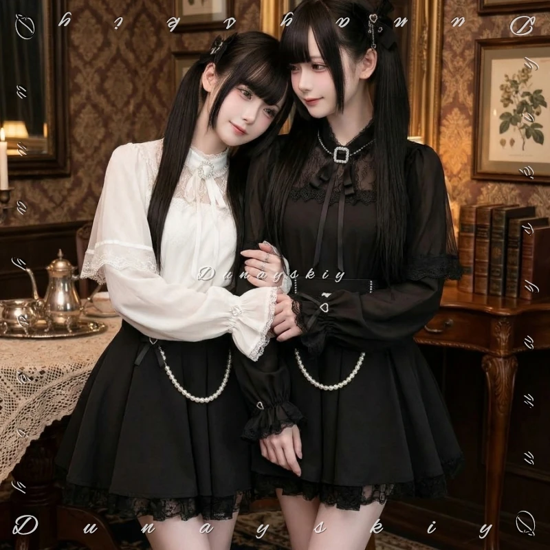 

Костюм для косплея Jirai Kei (массовое производство): прозрачная сетчатая вставка на груди, корсет с утяжкой на талии, цепочка, жемчужная цепочка, для Comic Con, в стиле Лолита