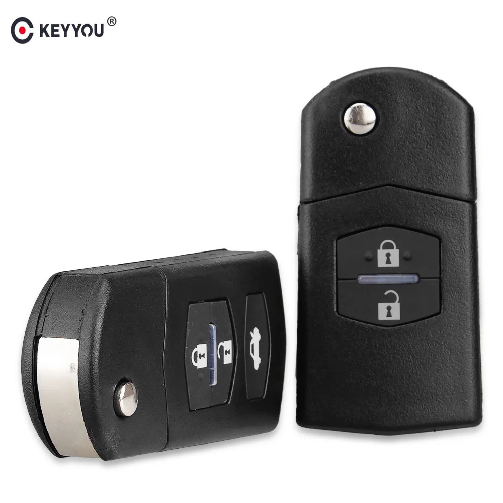 KEYYOU 2 Tasto Chiave A Distanza Fob Caso di Borsette Pieghevole di Vibrazione Con Uncut Lama Per Mazda 3 5 6 Shippping Libero