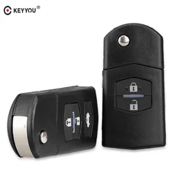 KEYYOU-funda para mando a distancia, carcasa plegable con hoja sin cortar, 2 botones, para Mazda 3, 5, 6, envío gratis