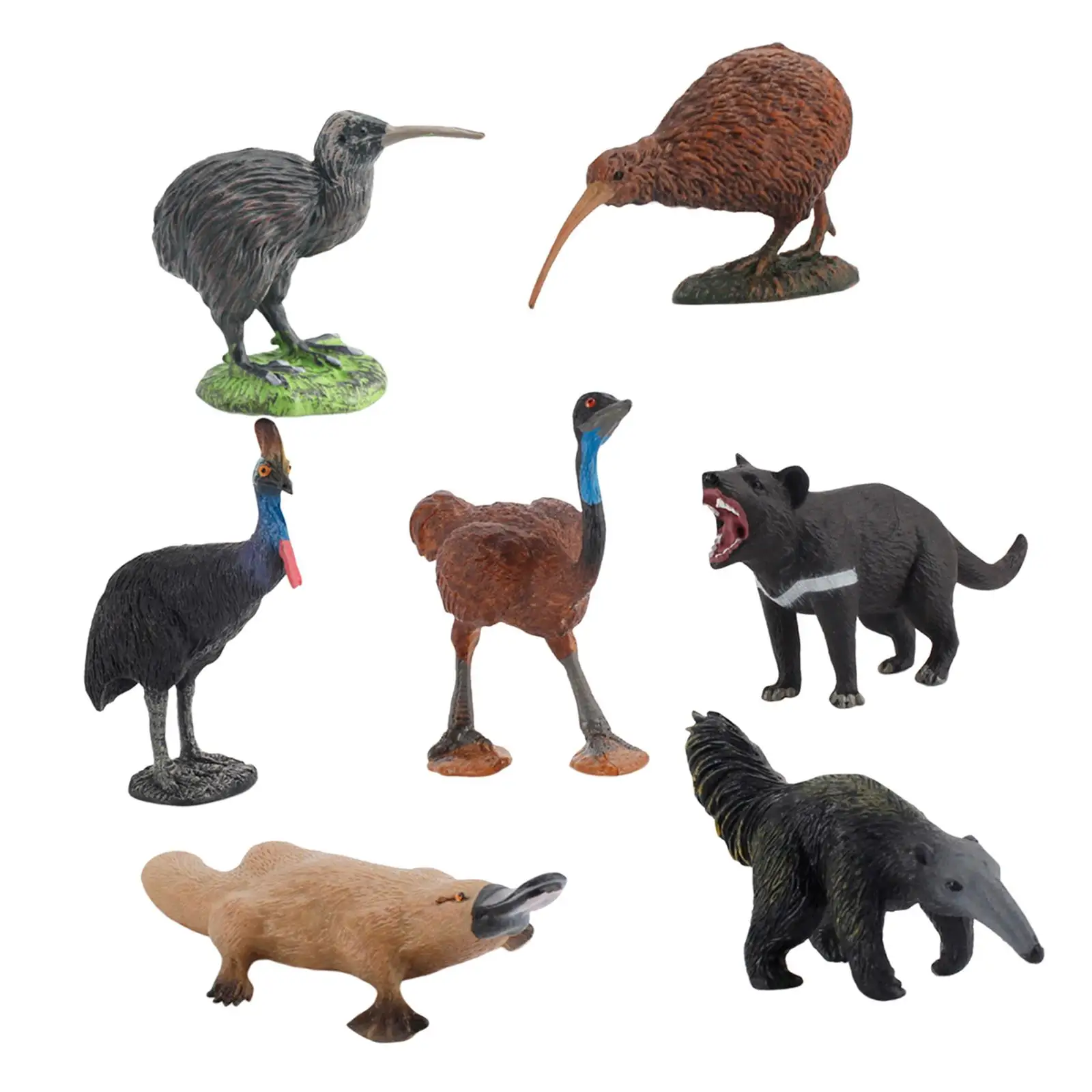 Figuras de animales de 7 piezas, modelos de decoración de escritorio, juego de figuras de animales realistas para niños y niñas, suministros para fiestas