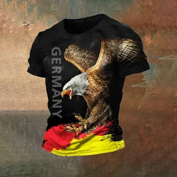 Germany Men's T-Shirts Deutschland Flag Print O-Neck short sleeve Loose Top Tee Shirts Streetwear Summer Men's Vintage Clothing