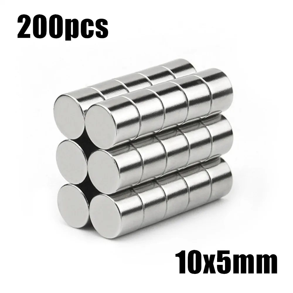 200pcs 10x5mm Super Powerful Strong Bulk Small Round NdFeB Neodymium Disc Magnets Dia10*5mm N35  Rare Earth NdFeB Magnet