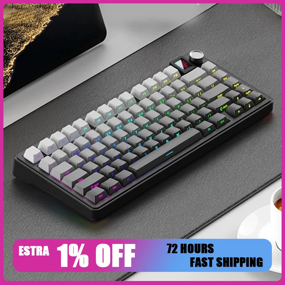 Technology S75 Pro Wireless Keyboard Three Mode Connection E-sports Keyboard 6000mAh Long Battery Life For Pc Accessories Gifts