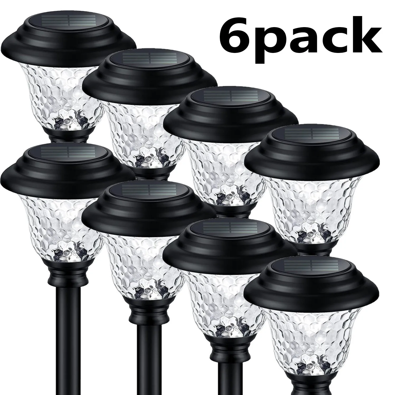 Outdoor Solar Pathway Lights 6Pack Stainless Steel Solar Garden Lights  Auto On Off Path Lights Landscape Lighting