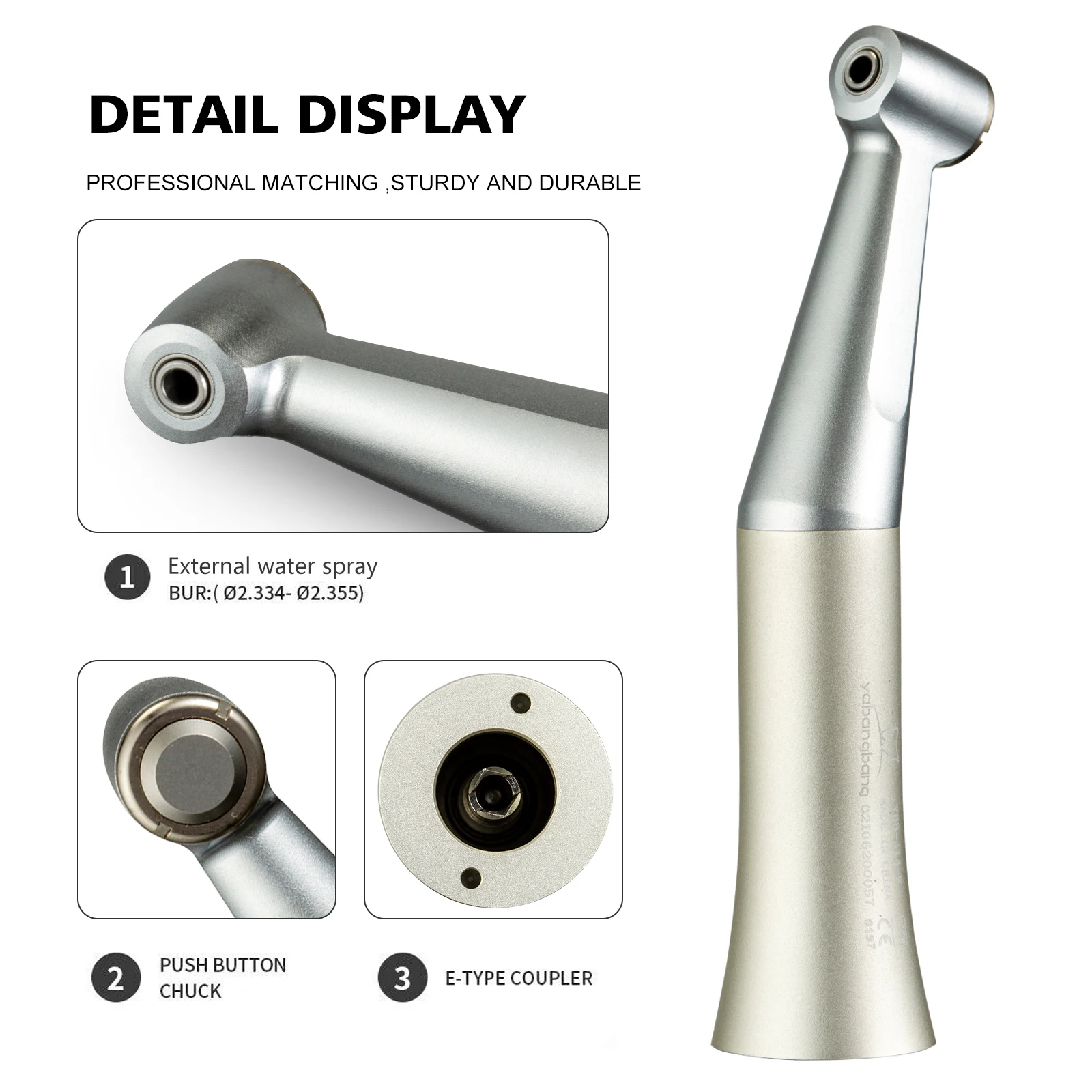 Dental Low Speed Handpiece Contra Angle External Water 1:1 Push Button type Outer Water Spray Dentistry Tool