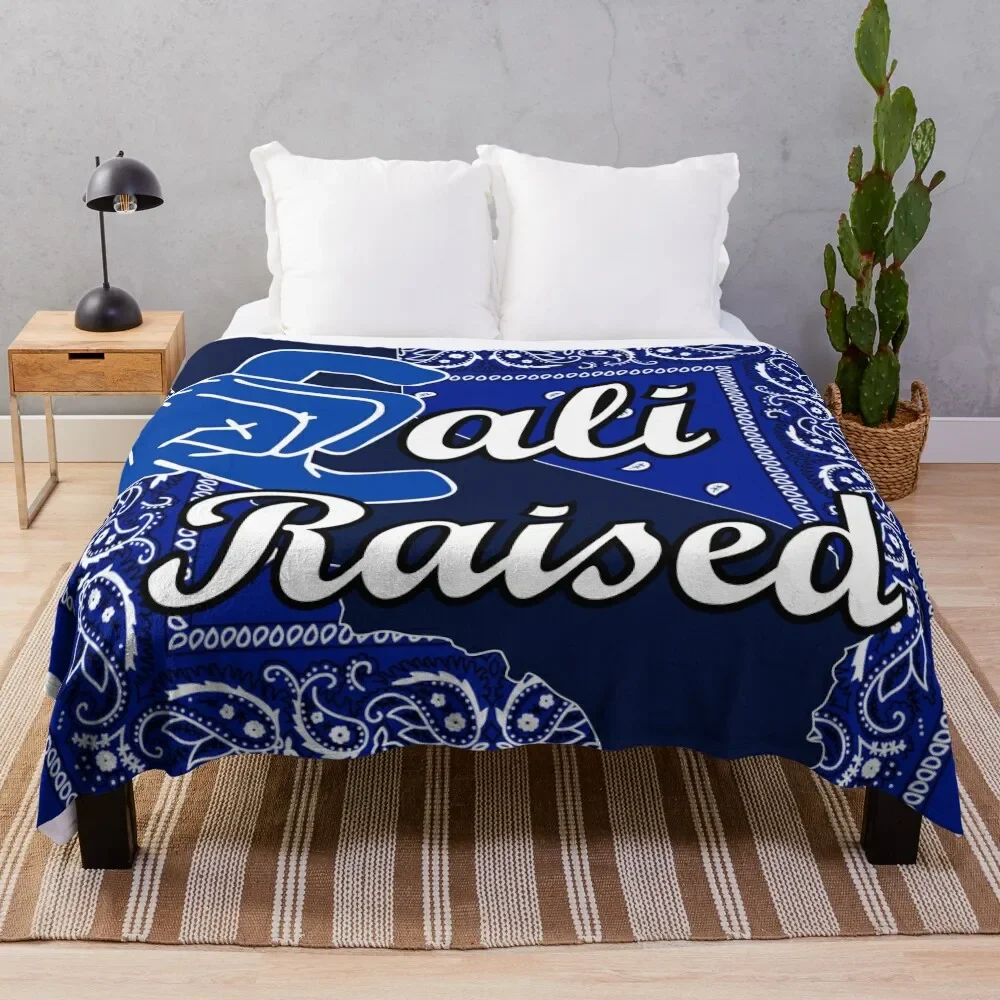 

Cali Raised Blue Bandana Throw Blanket Designers Flannel Sofa Quilt Blankets