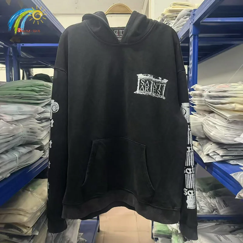 

Classic Sheep Print Saint Pullovers Men Women Best Quality Cotton Oversized Hooded High Street Vintage Black Hoodie Inside Tag