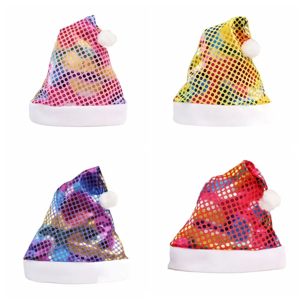 プリントビーズクリスマスハットメリークリスマスデコレーション新年ドレスアップサンタクロースハット韓国スタイルボールビーニー付き