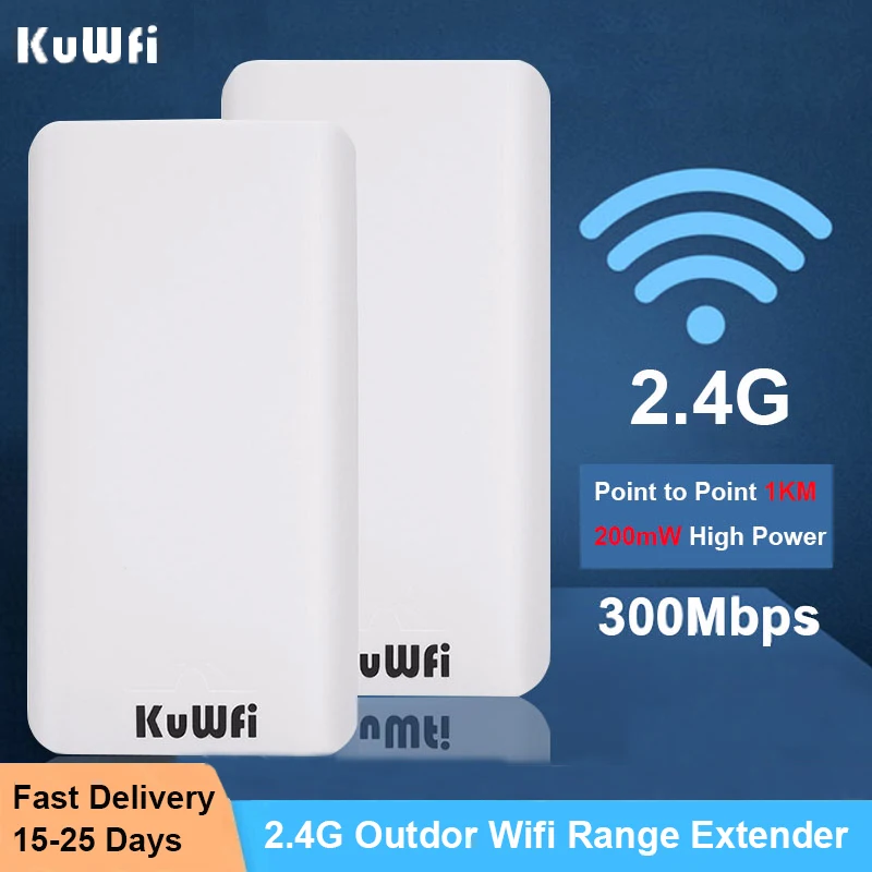 KuWFi 2.4G Outdoor WI FI Router 300Mbps Powerful WIFI Repeater Point to Point WiFi Range Extender Amplifier Increases 1KM