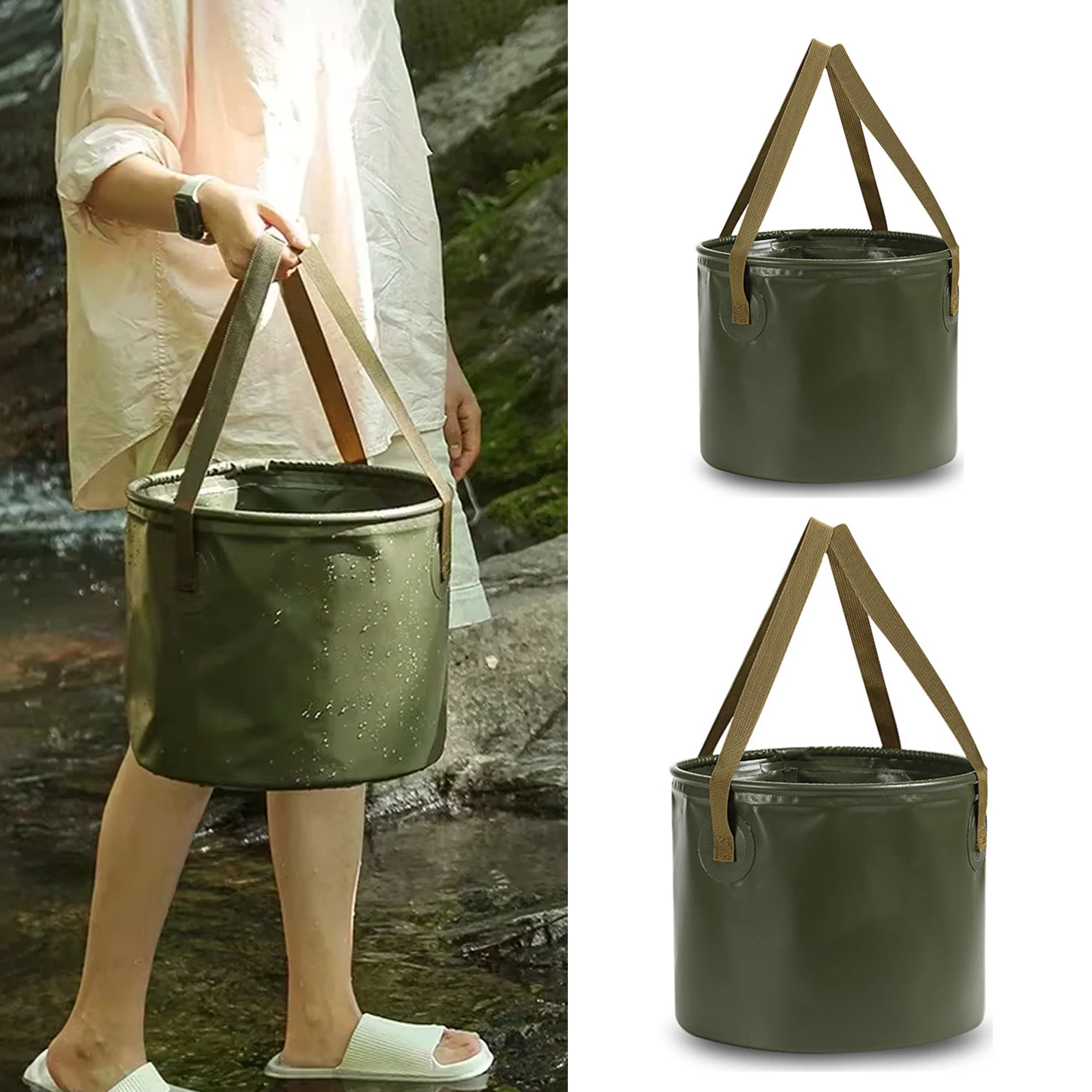 Cubo plegable multifuncional de 10L/20L, fregadero impermeable, lavabo portátil para viajes al aire libre, cubo de almacenamiento para acampar, senderismo, pesca, herramientas