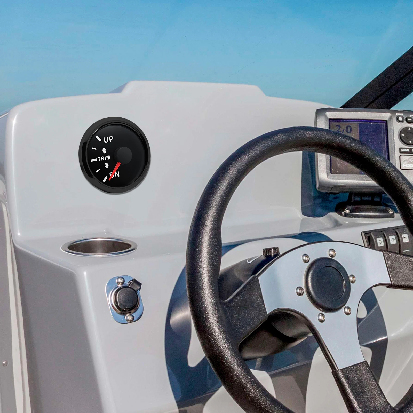 Red Light 0-190ohm Trim Gauge for Inboard Outboard Engine 52mm Marine Trim Tilt Indicator Meter with Sensor Boat Yacht Custom