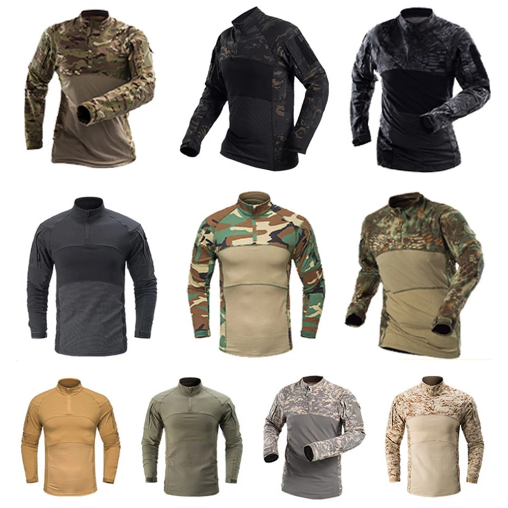 Tactical Combat Shirt Men Cotton Military Uniform Camouflage T Shirt Multicam Army Clothes Camo Long Sleeve Shirt