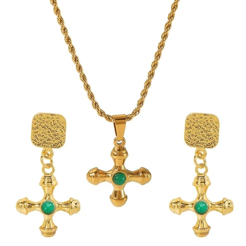 

XXFD Crucifix Accessories Pendant Necklace and Earrings for Religious Believers