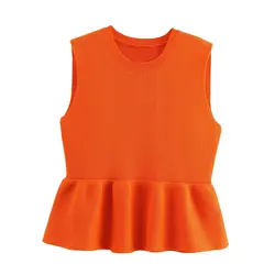 Cropped Women Sweaters Ruffle Vest Knit Clothing Sleeveless Pullover Tops Outerwears Knitwear Women's Vest