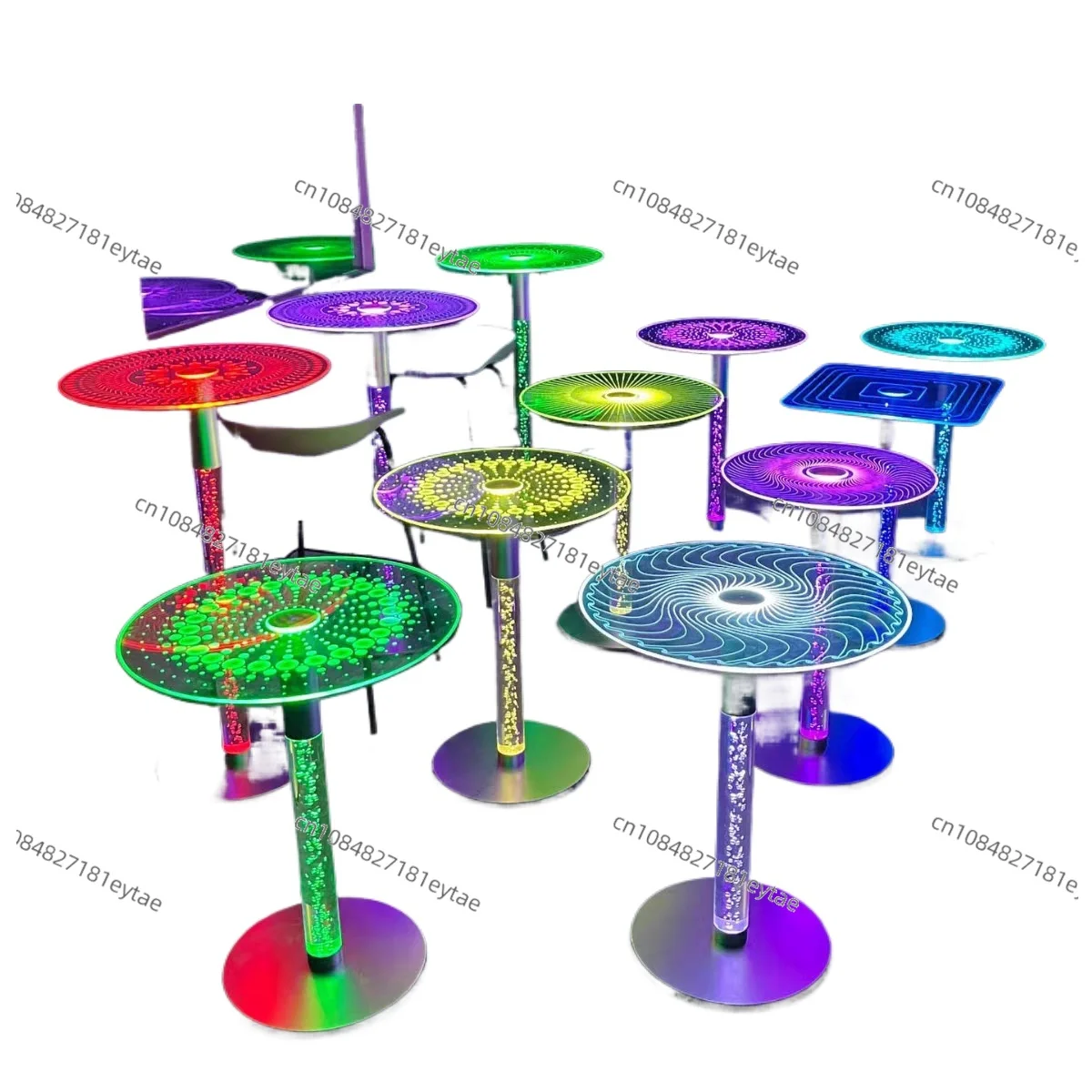 Custom Acrylic Coffee Table with LED Light, Round Corner for Bar & KTV Use