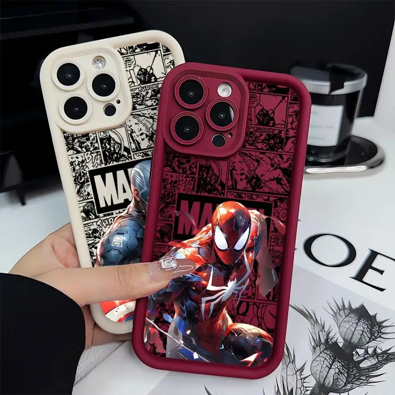 phone cases for Apple iPhone 15 13 14 12 11 Pro Max XS 7 XR 14Plus 8 X Angel Eye Ladder funda Cover Spiderman Venom Steve-Rogers