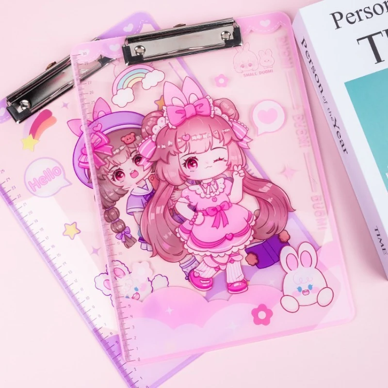 Kawaii شقيقة الحافظة الكرتون لوحة الكتابة الوردي لطيف فتاة أوراق الاختبار المنظم مجلد وثائق اللوازم المدرسية الحافظة الجدول