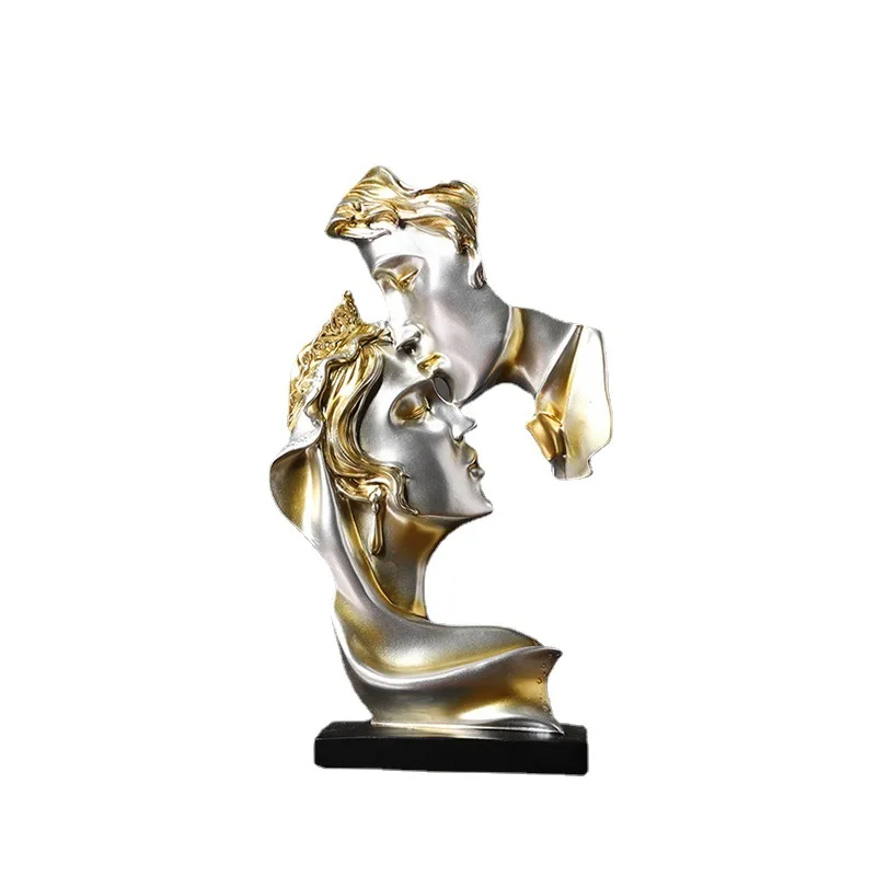 Romantic Kissing Couple Statue Handmade Resin Sculpture Eternal Embrace Love Figurine Wedding Gift
