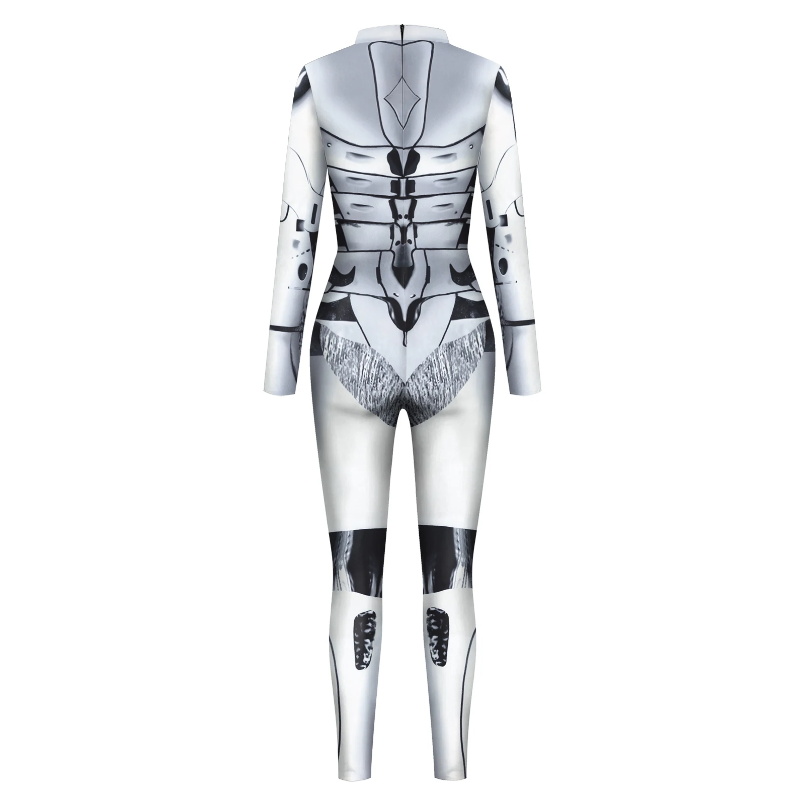 Halloween White Fancy Cosplay Costume Robot Jumpsuit Women Funny Game Anime Bodysuit Catsuit Adult Carnival Zentai Clothes