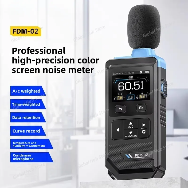 

FDM-02 Профессиональный цифровой измеритель уровня звука Ручной детектор уровня звука Измерительный прибор для децибел